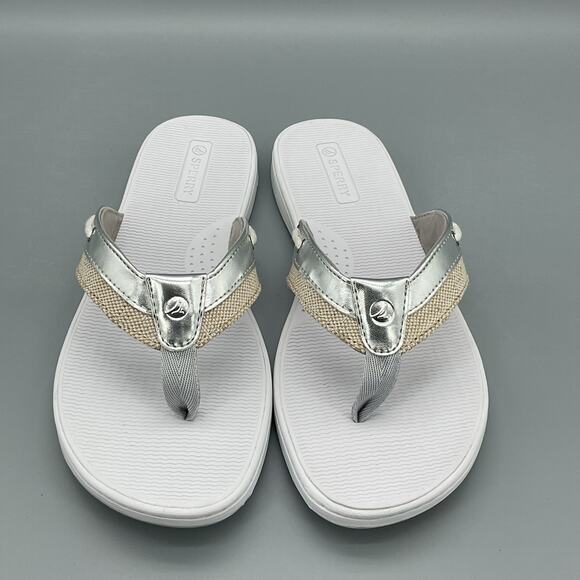 NEW Sperry Women’s Sable Fish Thong Slip-on Sandals Silver Size 10 - Picture 3 of 10
